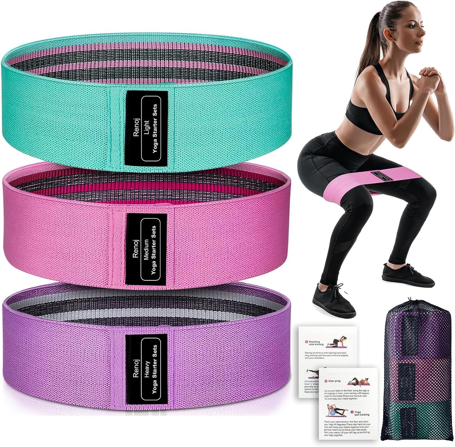 Pack Fitness– Tapis de Yoga, Corde & Bandes en Tissu