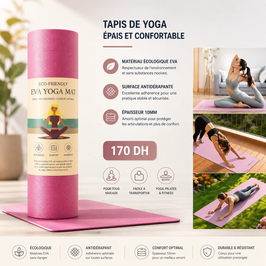 Tapis Sport Confort – Yoga & Fitness 💪 بساط رياضي مريح – لليوغا والفيتنس
